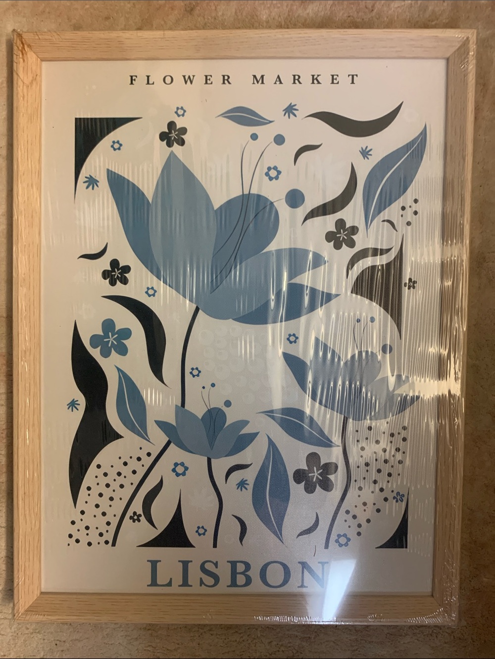 Lisbon Blue Floral Wall Art Print by